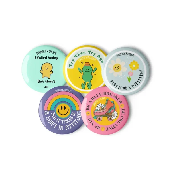 "Retro Designs" 1.25 in Button 5x Pack
